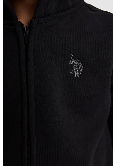 U.S. Polo Assn. Erkek Çocuk Siyah Kapüşonlu Fermuarlı Sweatshirt 50331749-vr046