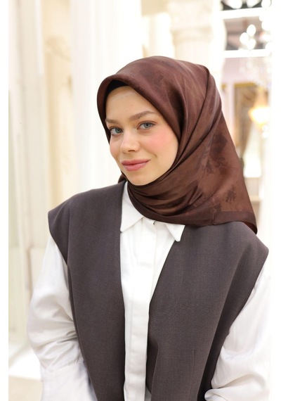 Silk Home Desenli Shiny Eşarp - 8647 - Çikolata Çikolata