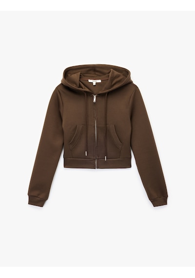Koton Pamuklu Cepli Uzun Kollu Fermuarlı Kapüşonlu Crop Sweatshirt Kahverengi 6wak10025ek Kahve Koton Pamuklu Cepli Uzun Kollu Fermuarlı Kapüşonlu Crop Sweatshirt Kahverengi 6wak10025ek Kahve