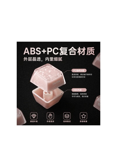 Leaven 128 Tuş Pbt Keycap Seti - Karbon Fiber Şeffaf Cherry Mx Uyumlu Rgb Klavye Tuşları - Pembe