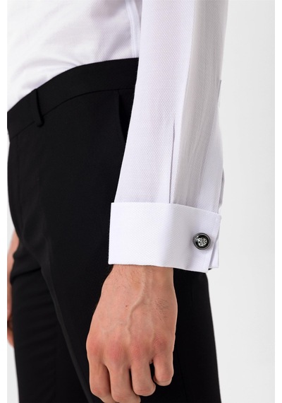 Süvari Siyah Slim Fit Düz Ata Yaka Gömlek