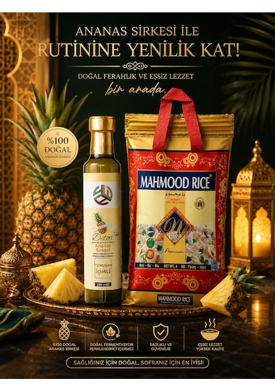 Mahmood Rice 1121 Basmati Pirinç 4 Kg +promar Ananaslı Detox 250 Ml Hediye