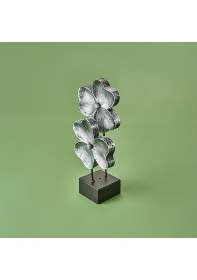 Deco Yonca Dekor - Gümüş / Siyah - 30 Cm