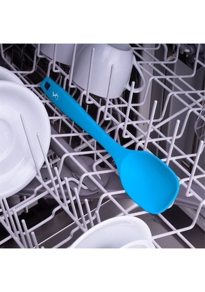 Lurch - Platin Silikon Yemek Kaşığı 28 Cm Mavi - Yanmaz, Yapışmaz, Bükülmez, Çizmez, Tat Ve Koku Bırakmaz - 240101