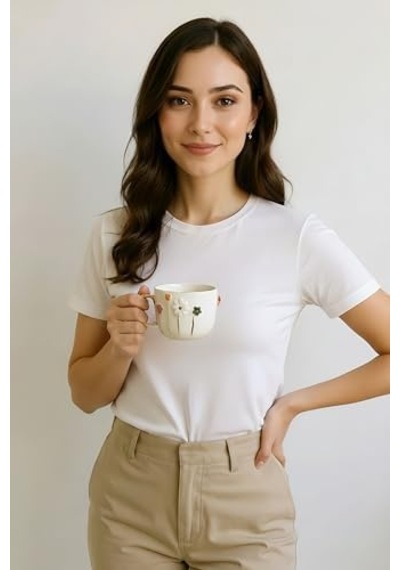 Dearmoon House El Yapımı Seramik Mug, 24 Karat Gerçek Altın Bezemeli, Çiçek Desenli, Atlı Karınca Kutulu, Hediye Seti, Lüks Kupa, Acı Kahve