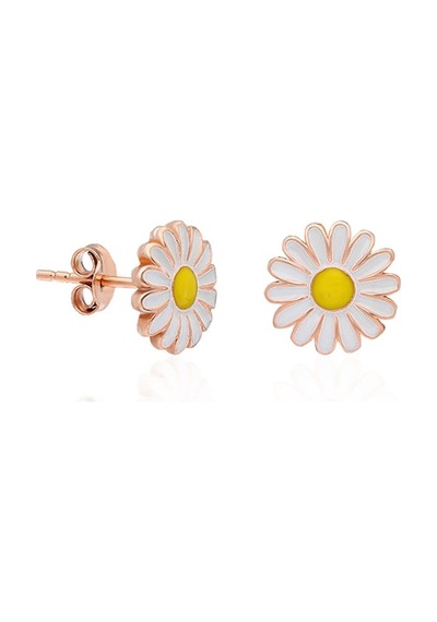 925 Ayar Minik Papatya Küpe Kadın Gümüş Küpe Pembe Altın