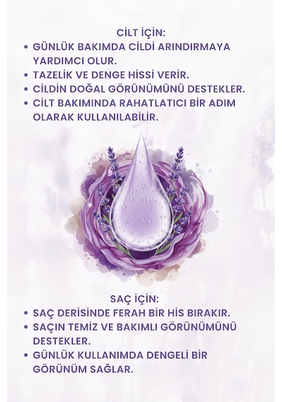 Lavanta Suyu 100 Ml Arındırıcı Ve Dengeleyici Cilt & Saç Toniği Hidrosol