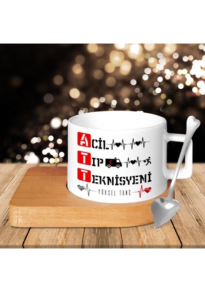 Kişiye Özel Mesleki Acil Tıp Teknisyeni Ahşap Altlıklı Seramik Fi