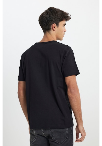 Regular Fit Normal Kesim Bisiklet Yaka %100 Pamuk Siyah Tişört Siyah