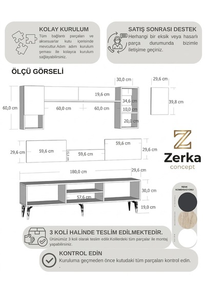 Calista Lazer Desenli Tv Ünitesi Takımı 180 Cm A Antrasit