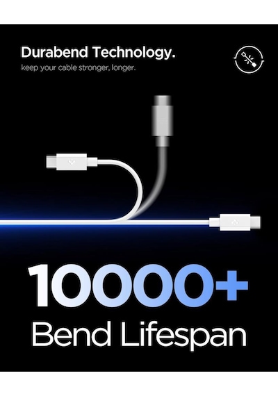 Spigen Usb-a To Usb-c 2 Metre Kablo 60w Güç / Hızlı Şarj / 480 Mbps Data Aktarım Hızı Type-c Ekstra Dayanıklı White