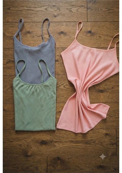 Demirsa Boutique İp Askılı Fitilli Kadın Atlet 3'lü Set Pembe, Mavi Ve Yeşil Renk Yeşil-pembe-mavi Demirsa Boutique İp Askılı Fitilli Kadın Atlet 3'lü Set Pembe, Mavi Ve Yeşil Renk Yeşil-pembe-mavi