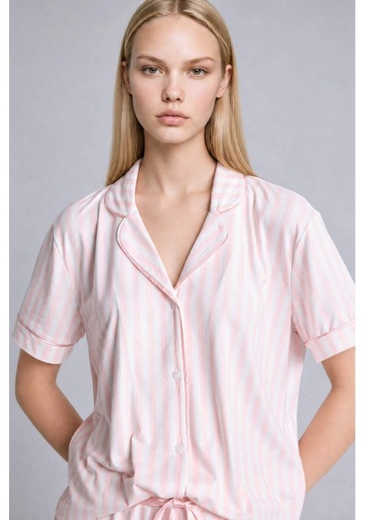 Defacto Regular Fıt Kısa Kollu 2li Softshell Pembe Pijama Takımı I3483ax26aupn436 Pembe-pn436