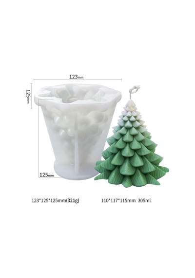 Silikon Kalıp Dekoratif Yılbaşı Noel Ağacı Noel Dekorasyon Mum Kalıbı 11.7x11 Cm Çok Renkli