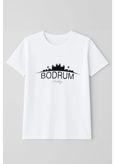 Markapia Woman Kadın %100 Pamuk Bodrum Baskılı Kısa Kollu Beyaz T-shirt S
