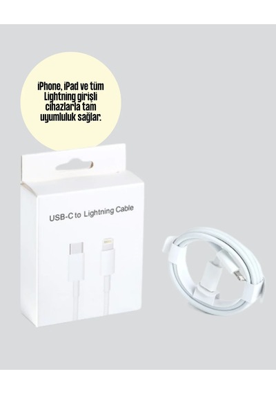 Aşırı Şarj Ve Pil Koruması İle Akıllı Çipli Lightning Kablo 1.2m Beyaz