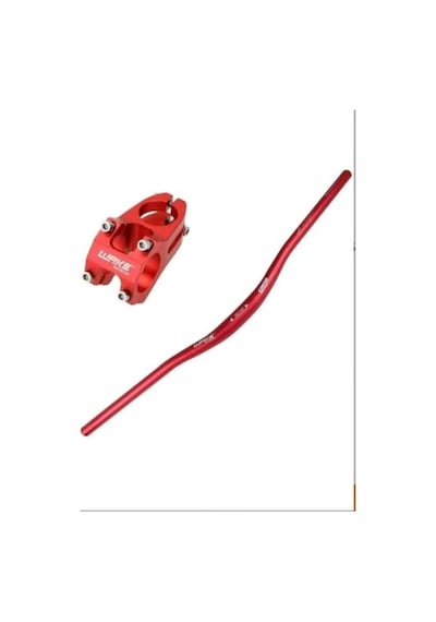 Wake Mavi Bisiklet Alümiyum Gidon+boğaz 780mm 31,8mm Bisiklet Direksiyon + Boğaz Kırmızı