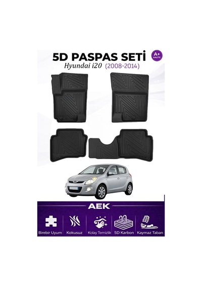 Hyundai İ20 2008-2014 Araca Özel Havuzlu "karbon" Paspas Takımı