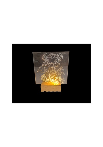 Şeffaf İlizyon Led Gece Lambası Sevimli Dinazor Görseli 16x18 Cm Çok Renkli Çok Renkli