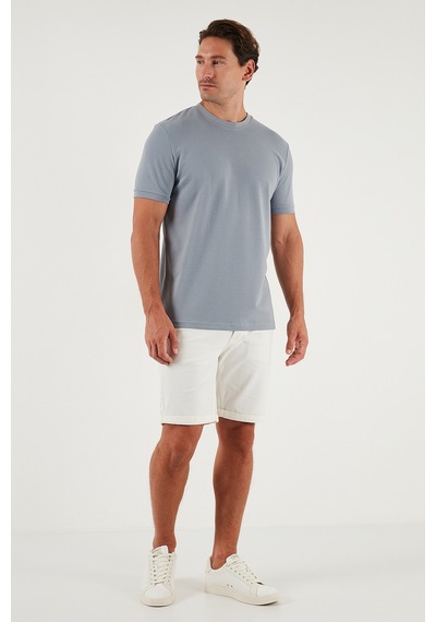 Buratti Streç Pamuklu Slim Fit Sıfır Yaka Erkek T Shirt 5902639 Açık Gri