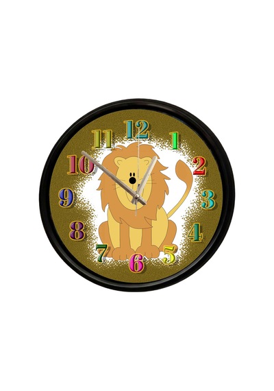 Sevimli Aslan Tasarımlı Çocuk Odası Dekoratif Duvar Saati 28 Cm Sessiz Mekanizma Çok Renkli