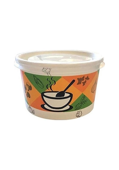Karton Çorba Kasesi 25'li 20 Paket Kapak Dahil 16 Oz 500 Adet