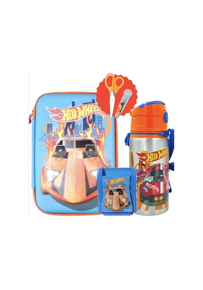 Kalem Çantası , Hot Wheels Korumalı Makas , Hot Wheels Alüminyum Matara Turuncu