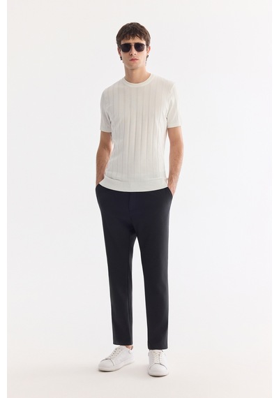 Avva Erkek Siyah Beli Lastikli Teknik Kumaş Comfort Slim Fit Pantolon A61y3209