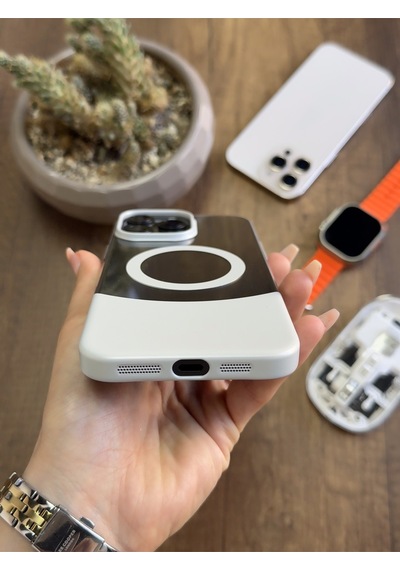 Apple iPhone 16 Pro Max Magsafe Uyumlu Mika Sararmaz Kılıf Soocase720 Gri