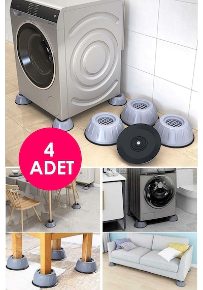 Pratik 4 Adet Beyaz Eşya Altlığı Çamaşır Bulaşık Makinası Buzdolabı Yükseltici Titreşim Önleyici