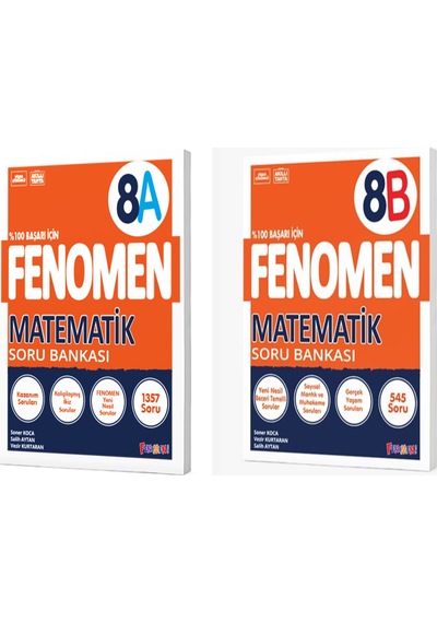 Fenomen 8. Sınıf Matematik A + B Soru Bankası Seti 2 Kitap Fenome