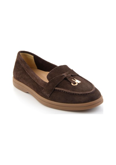 Bambi Kahve Hakiki Deri Kadın Loafer Ayakkabı K01045035802 Kahve
