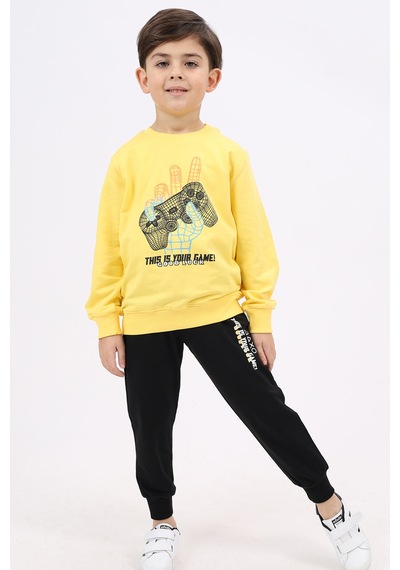 Toontoy Kids Toontoy Erkek Çocuk Baskılı Eşofman Takım Saks Mavisi