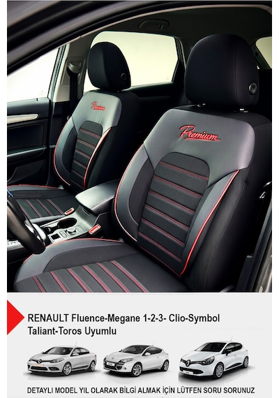 Premium Serisi Lüks Keten Oto Koltuk Kılıfı Renault Fluence-megan 1-2-3-clio-symbol-toros Uyumlu Siyah
