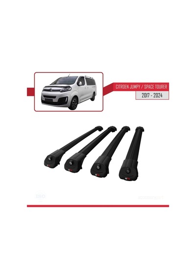 Citroen Jumpy - Space Tourer 2017 Ve Sonrası İle Uyumlu Ace-1 Ara Atkı Tavan Barı Siyah 4 Adet Bar