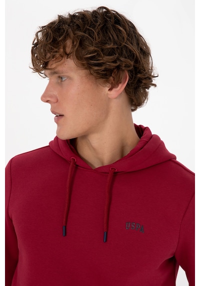 U.S. Polo Assn. Erkek Regular Fit Kapüşonlu Şardonlu Koyu Frambuaz Basic Sweatshirt 50315582-VR104