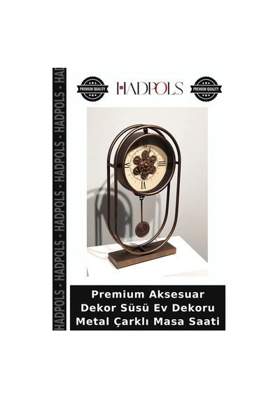 Premium Aksesuar Dekor Süsü Ev Dekoru Metal Çarklı Masa Saati Çok Renkli