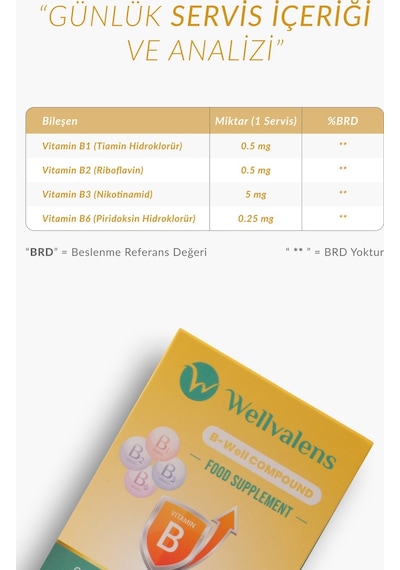 B Well Compound B1 B2 B3 B6 Vitaminleri İçeren 90 Tablet