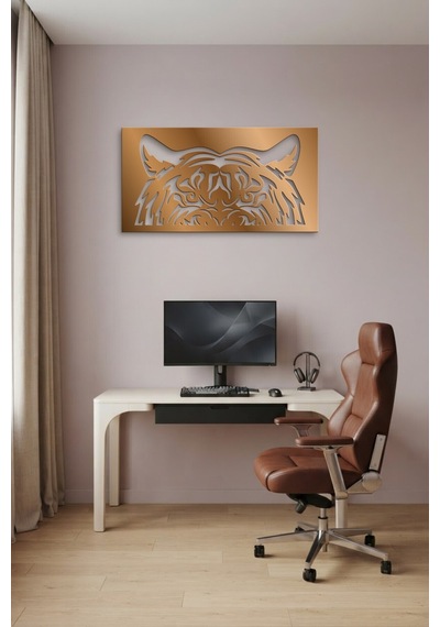 Kaplan Metal Duvar Tablosu - Duvar Sanatı - Duvar Dekoru - Bronz