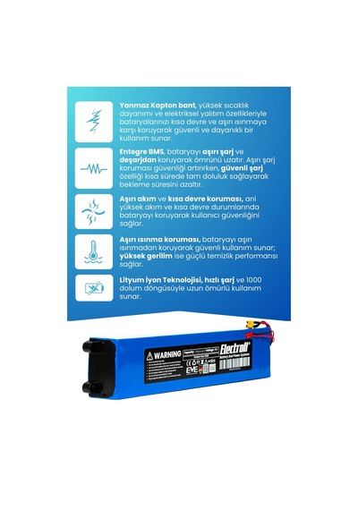 Electroll Pro Uyumlu Batarya Standart Kapasite 36v 7800mah Elektrikli Scooter Bataryası Çok Renkli