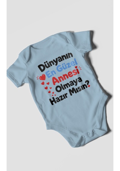 Morivokids Anneye Özel Kısa Kollu Bebek Body %100 Pamuk Zbn177-kk Bebe Mavisi