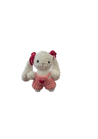 Amigurumi Kadife Örgü Küçük Boy Oyuncak Tavşan Beyaz Boy 8 CM En 6 CM Kulak 5 CM