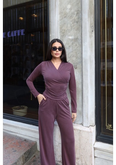 Kechi Woman Pike Oysho Kruvaze Yaka İkili Takım Bordo