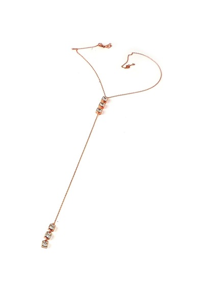 Zirkon Taşlı 925 Ayar Gümüş Rose Y Kolye