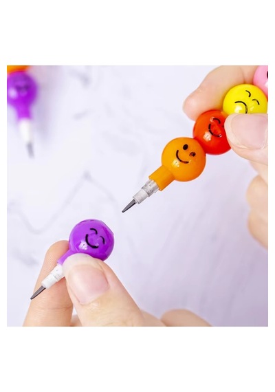 Emojili Yumurtlayan Kalem Seti 4'lü Renkli Ve Döngü Uçlu Eğlenceli Kalemler Çok Renkli