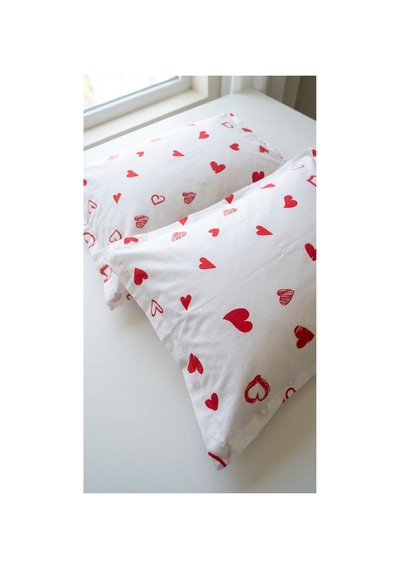 %100 Pamuklu Kalp Desenli Volanlı Yastık Kılıfı 2 Adet 50x70 Cm Beyaz - 864264444 Beyaz