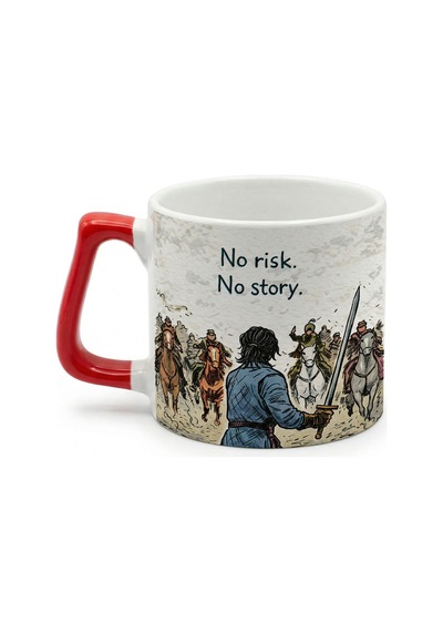 No Risk No Story Yazılı Kupa Bardak - Motivasyon Tasarım Baskılı Seramik Hediye Kupa Bardak Çok Renkli
