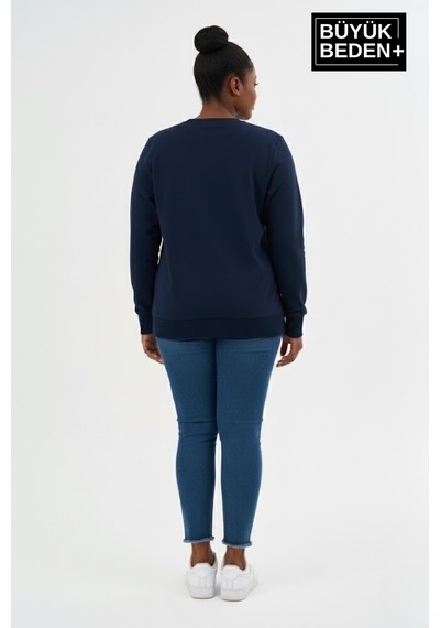 Süperlife Kadın Büyük Beden Yelken Baskılı Bisiklet Yaka İnce Sweatshirt Spr26bswk956-11 Lacivert Süperlife Kadın Büyük Beden Yelken Baskılı Bisiklet Yaka İnce Sweatshirt Spr26bswk956-11 Lacivert