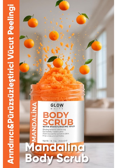 Glow Whıte Mandalina Body Scrub 400g Cildi Arındıran, Canlandırıcı Ve Nemlendirici Tuzlu Vücut Peelingi