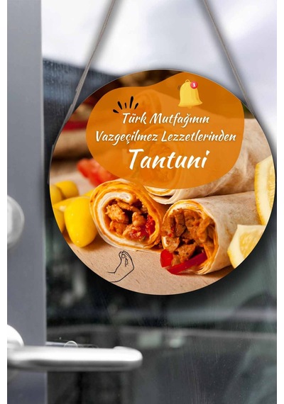 Tantuni Dükkanı İçin Çift Taraflı Karşılama Tabelası, Tantuni Salonu Kapı Duvar Tablo Pano Süs